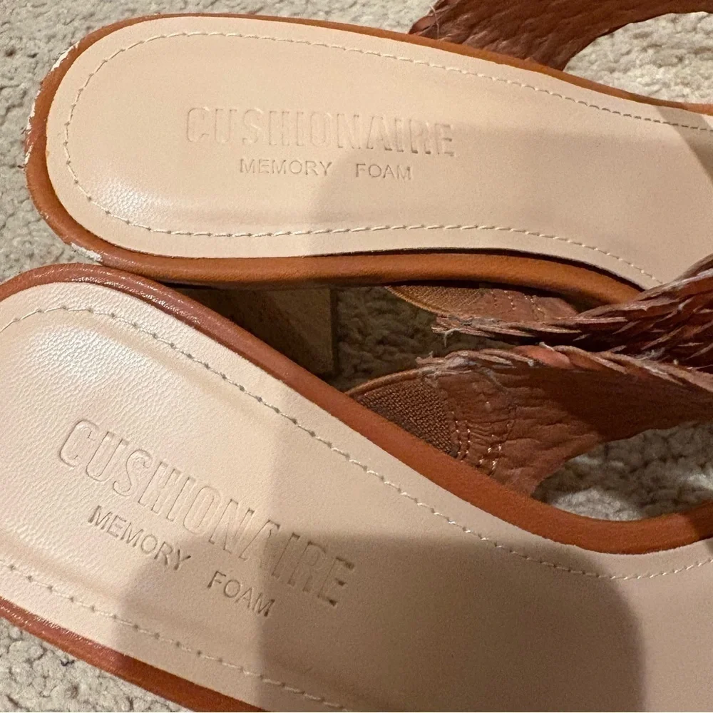 Brown Woven Block Heel Sandals